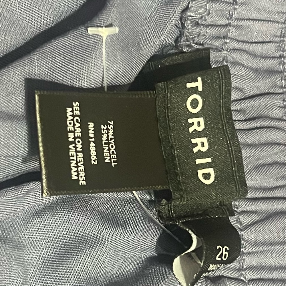Torrid Blue Lyocell/Linen Wide Leg Pants Size 26 New w/o tags